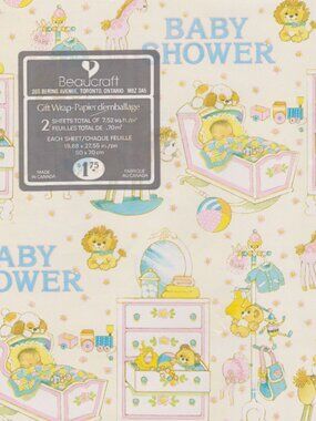 [BEAUCRAFT] Vintage Baby Shower Gift Wrap (c. 1980s)